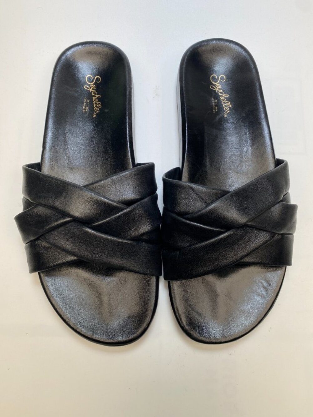 Seychelles Womens Low Key Glow Up Leather Black Sandal Sz 10
